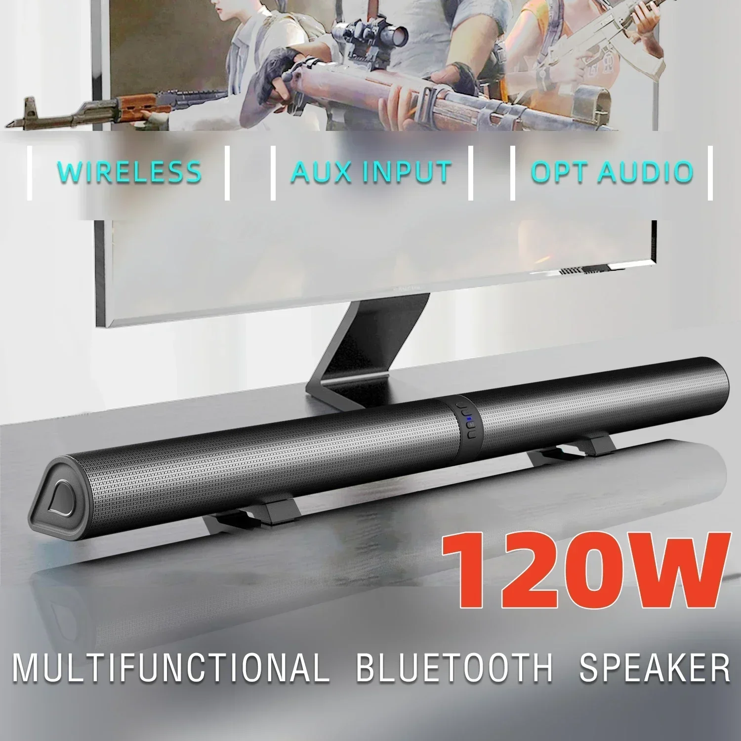 Tv Soundbar Optical Bluetooth 120W - 120W BS-56 TV Bluetooth Speakers AUX/BT/OPT