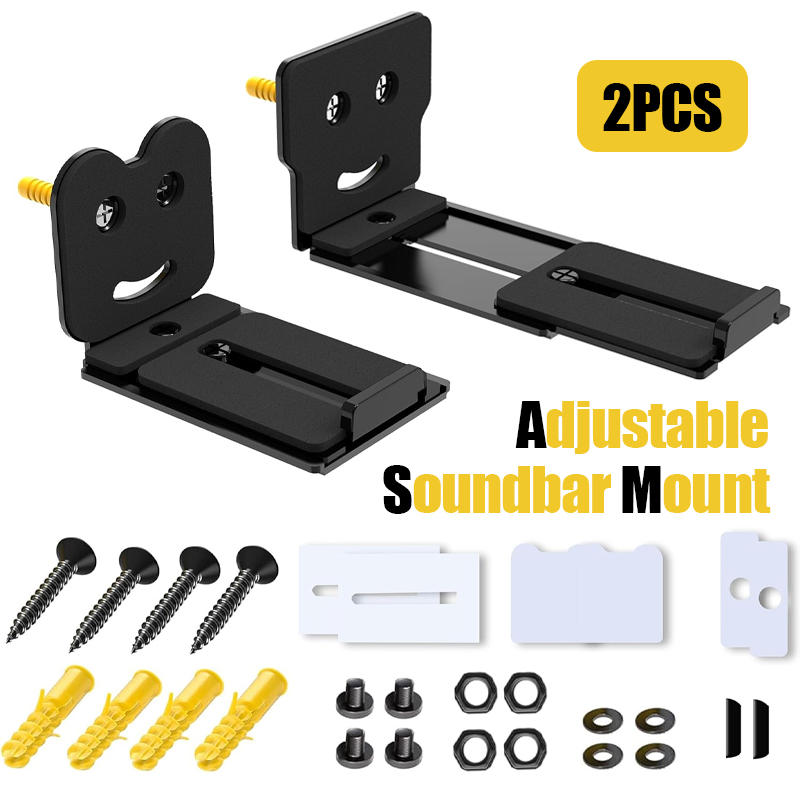 Soundbar Wall Mount Bracket Universal - 2PCS Adjustable Soundbar Mount Universal Speaker