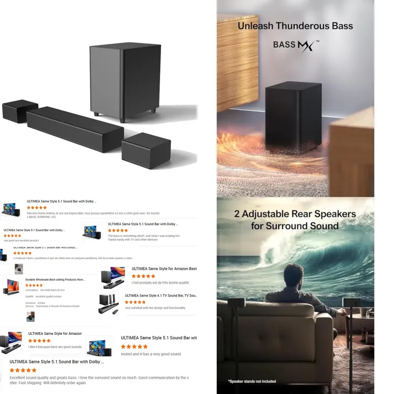 5.1ch Surround Soundbar with 2 - Soundbar With Wireless Subwoofer 5.1Ch review and price