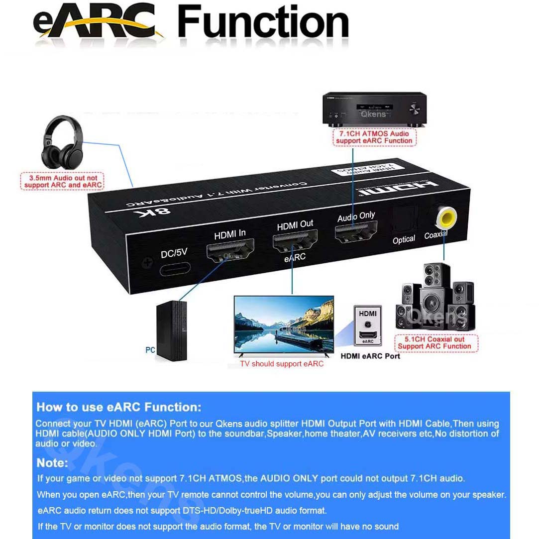 8K HDMI Audio Extractor 4K@120 - Dolby Atmos Soundbar Hdmi Earc review and price