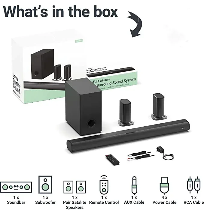 wireless speaker 5.1ch Detacha - Soundbar With Wireless Subwoofer 5.1Ch review and price